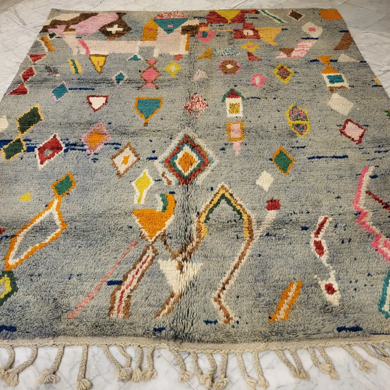 Vintage Moroccan Tribal Berber Wool Rug Boho Style  8’x10′