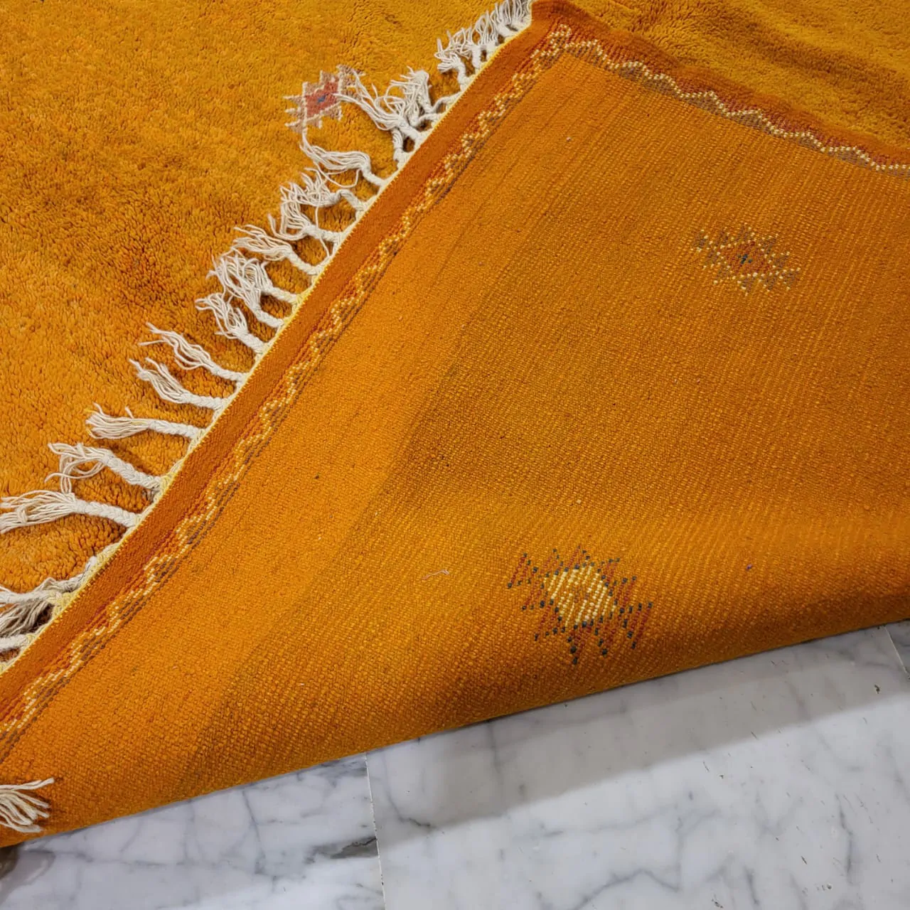 Yellow Shag Beni Ourain Moroccan Rug 7’x11′