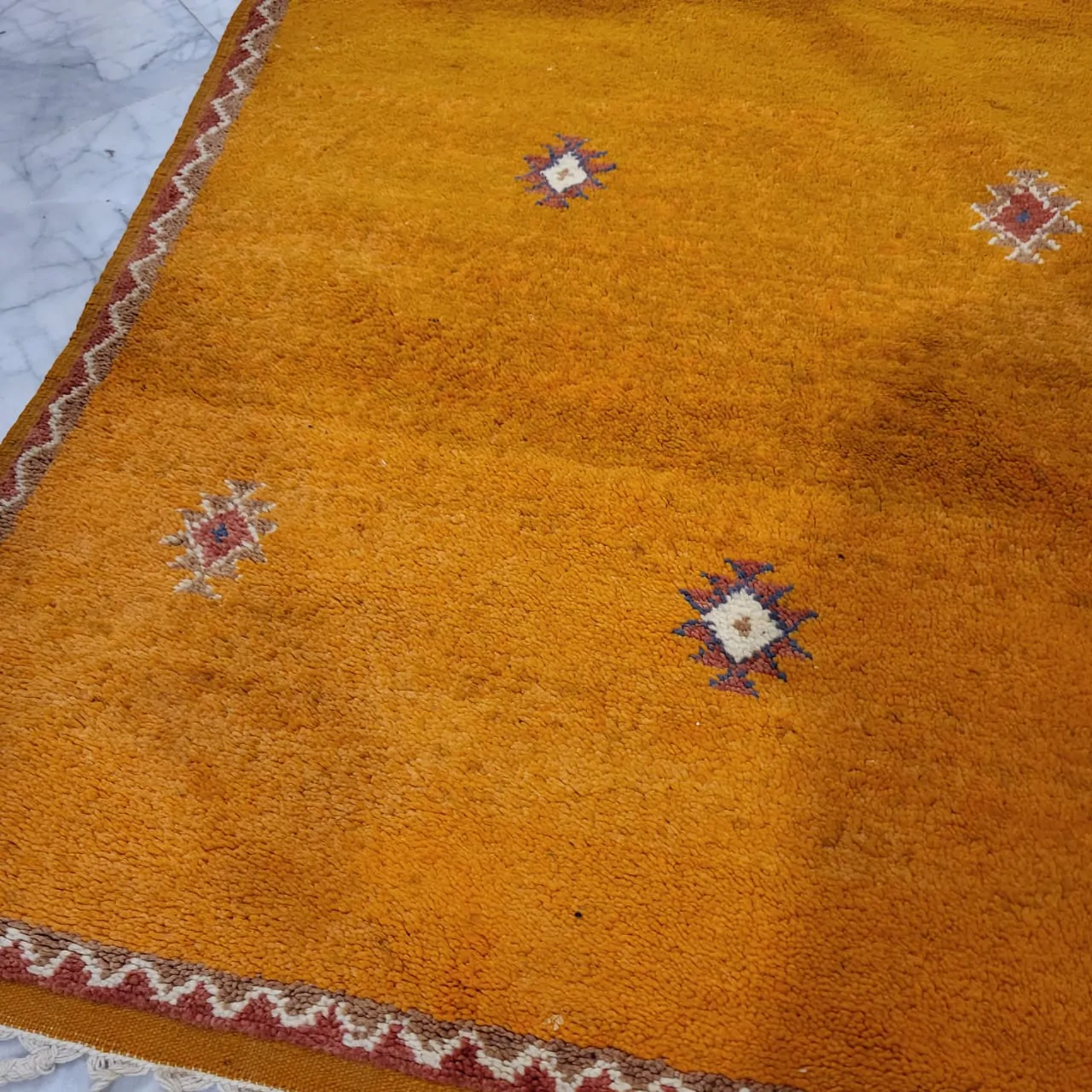 Yellow Shag Beni Ourain Moroccan Rug 7'x11' - Image 4