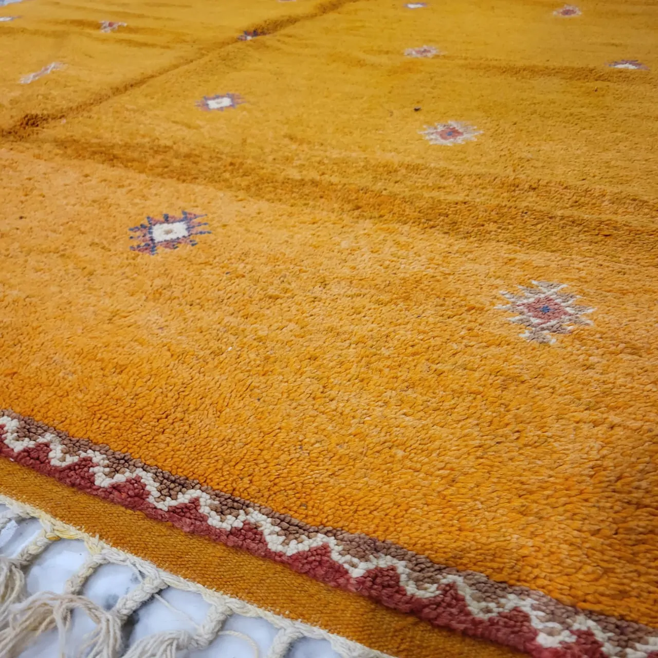 Yellow Shag Beni Ourain Moroccan Rug 7'x11' - Image 5