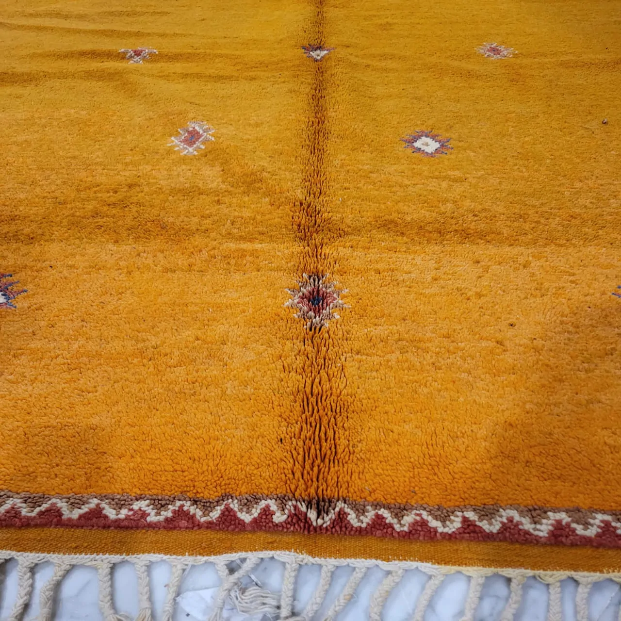 Yellow Shag Beni Ourain Moroccan Rug 7'x11' - Image 6