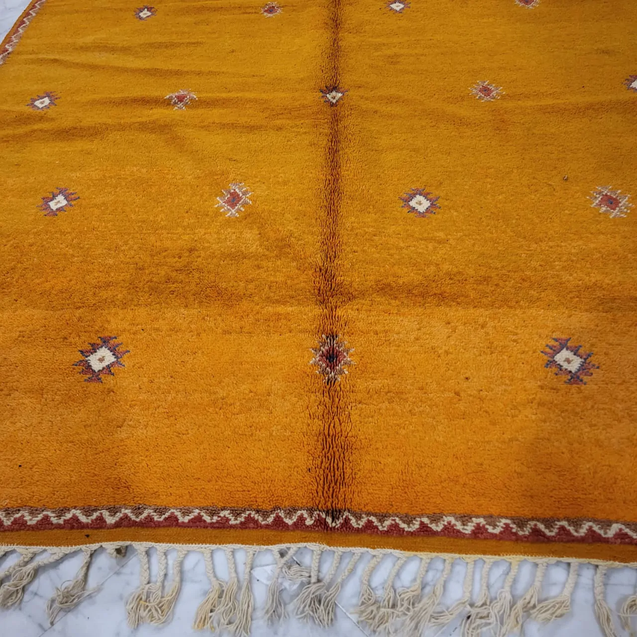 Yellow Shag Beni Ourain Moroccan Rug 7'x11' - Image 7