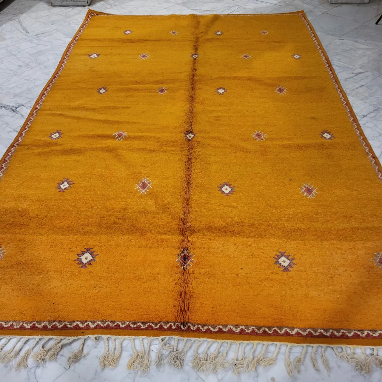 Yellow Shag Beni Ourain Moroccan Rug 7'x11' - Image 8