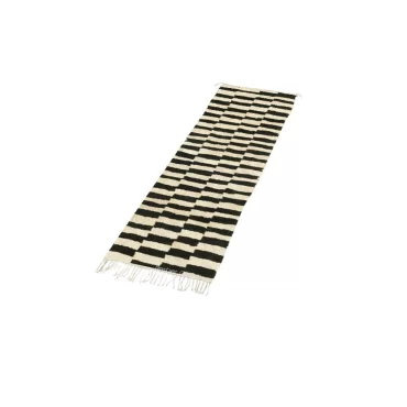 Moroccan Runner Wool Rug Black and White
