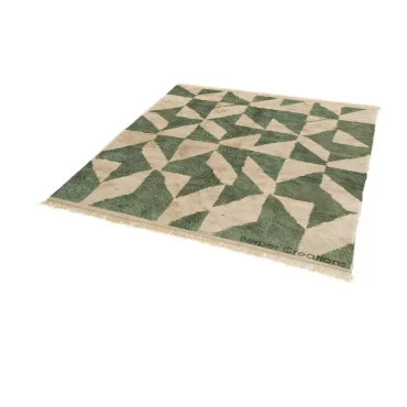 Moroccan Beni Wool Rug Beige and Green