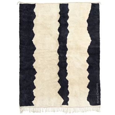 Moroccan Beni Wool Rug Black and White