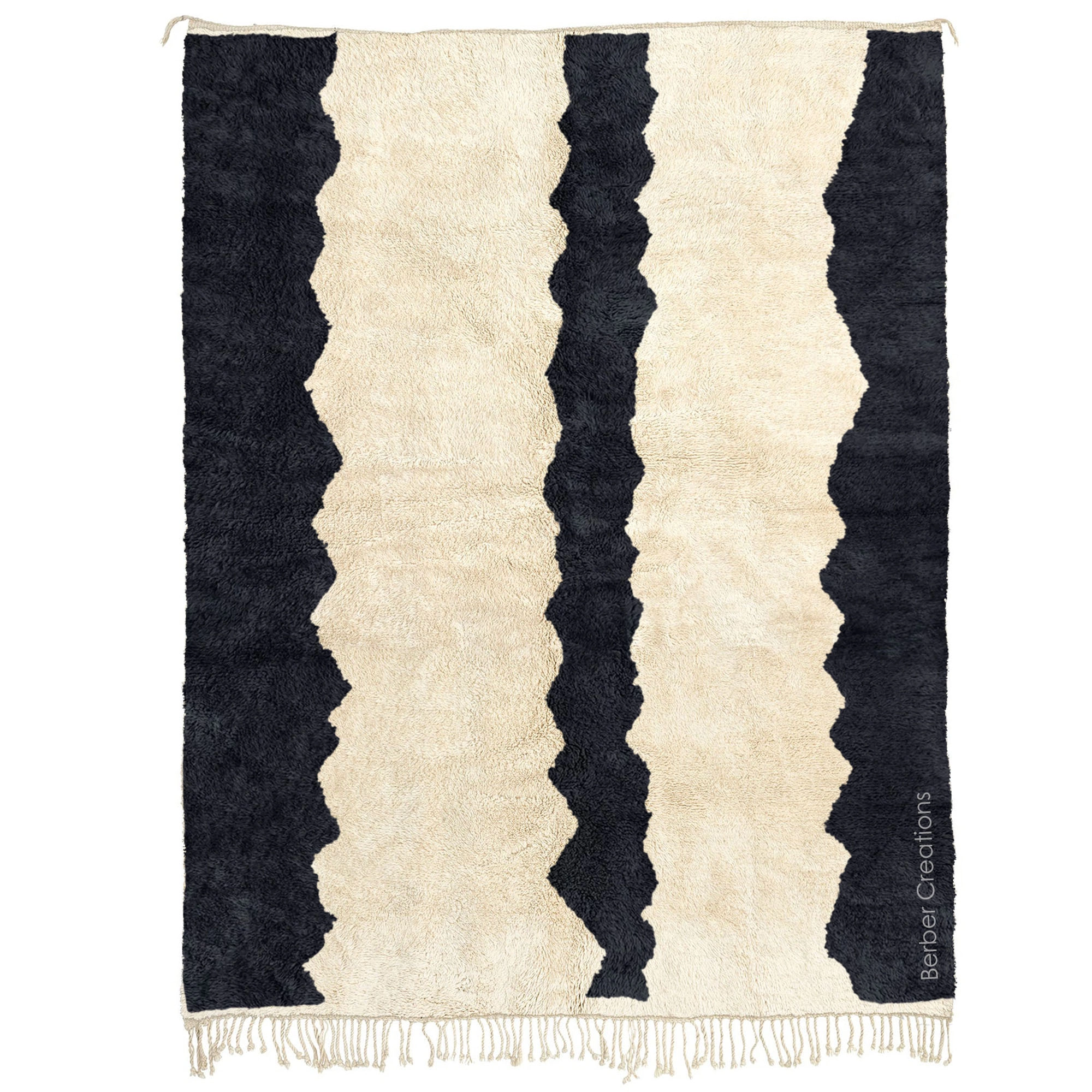 moroccan beni wool rug black and white