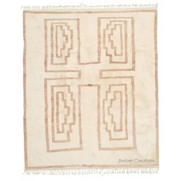 Moroccan Geometric Beni Wool Rug Beige and White