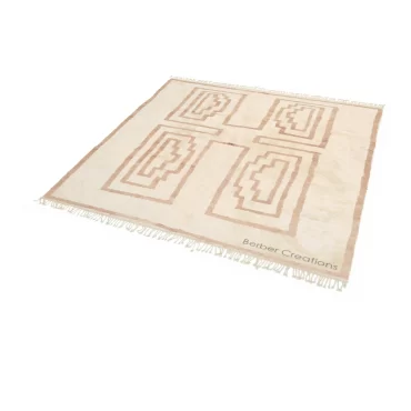 Moroccan Geometric Beni Wool Rug Beige and White