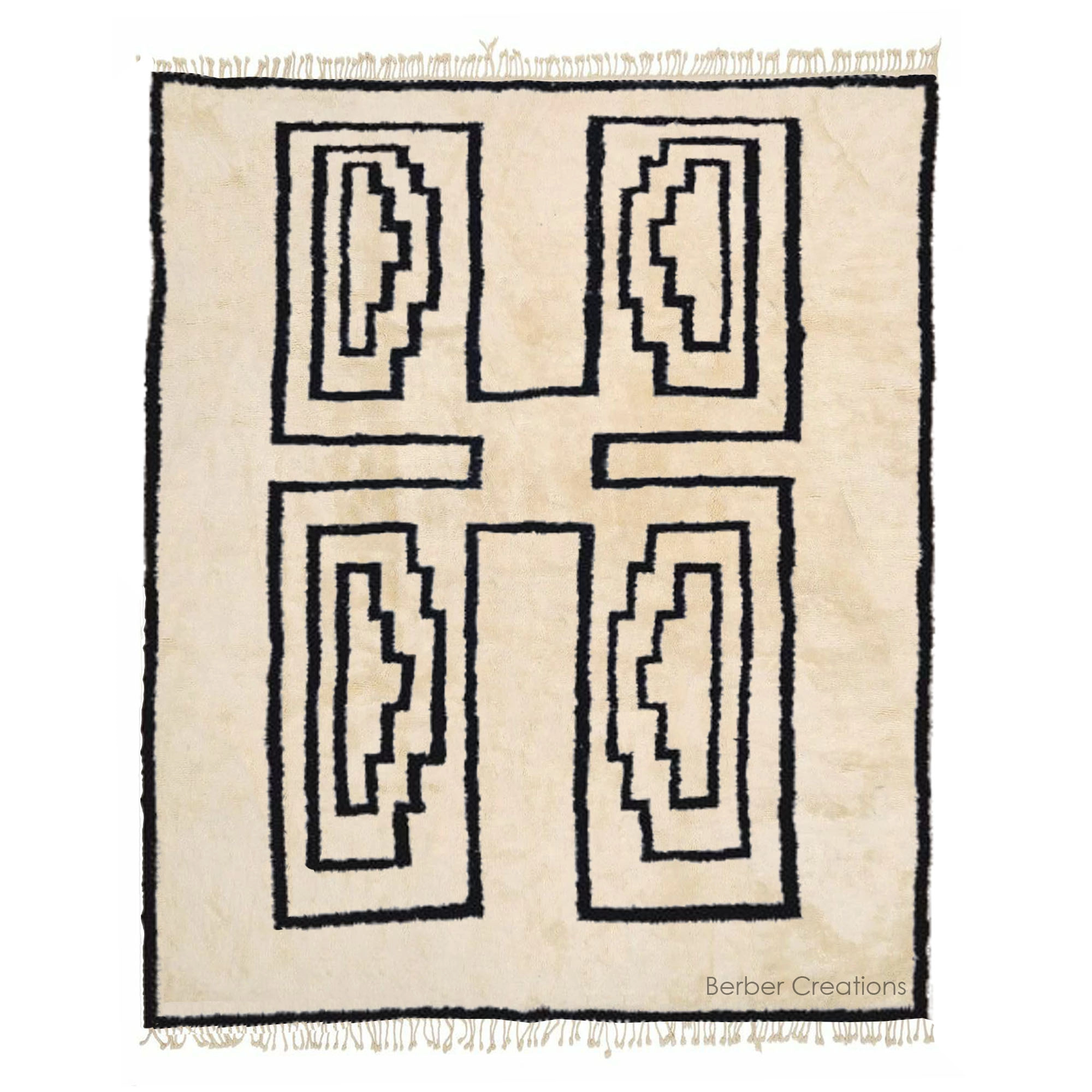 moroccan geometric wool rug black and white