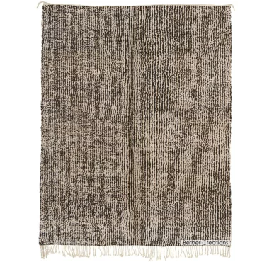 Striped Moroccan Wool Rug Black and White