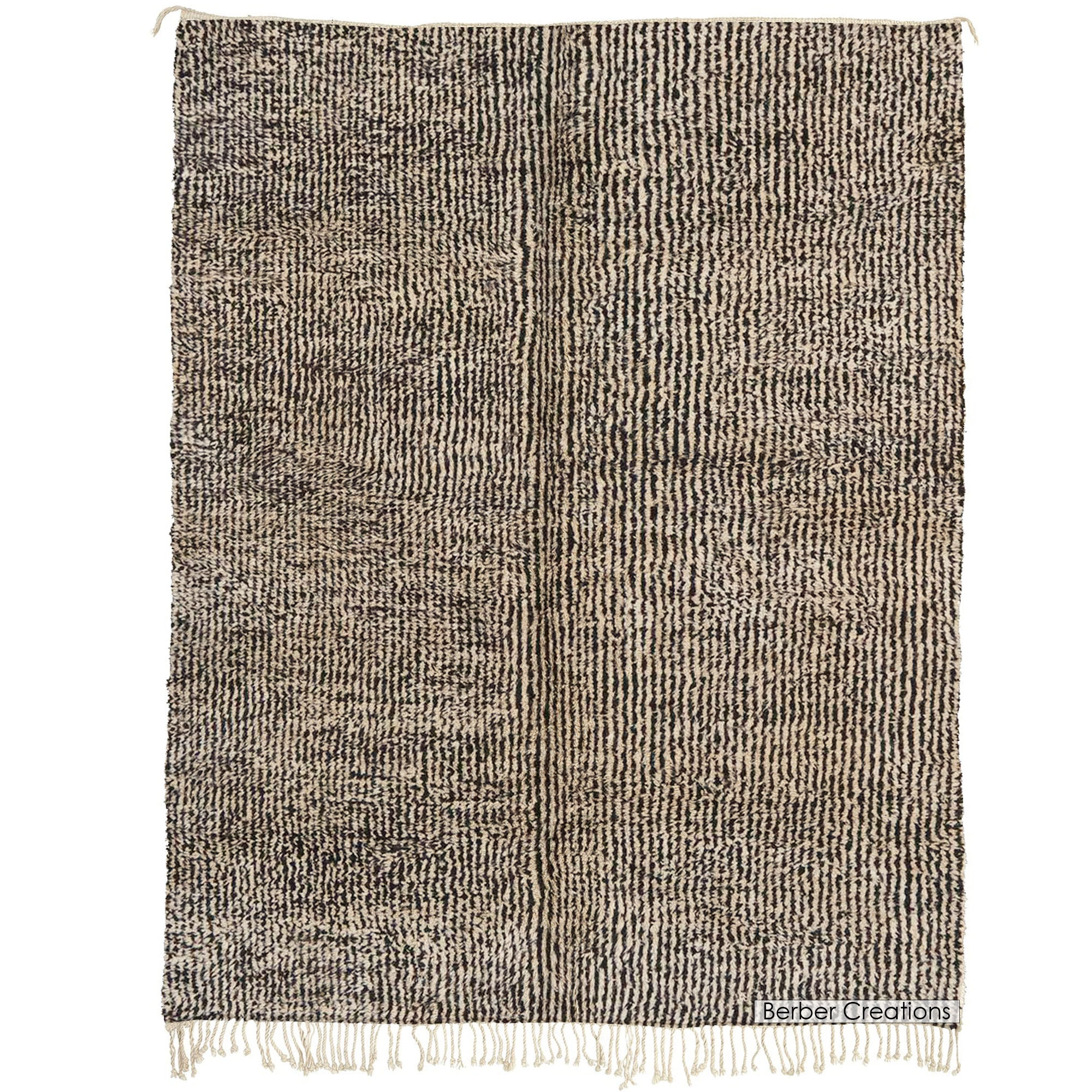 striped moroccan wool rug black and white