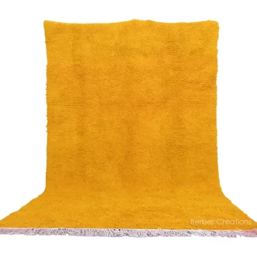 Solid Beni Ourain Shag Rug Yellow