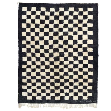 Handmade Checkered Beni Rug Black and White – CHROMA