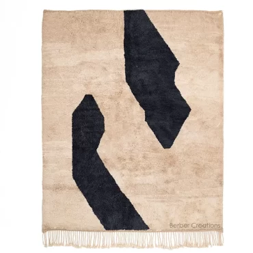 Handwoven Beni Rug Black and Beige – AGHRAV