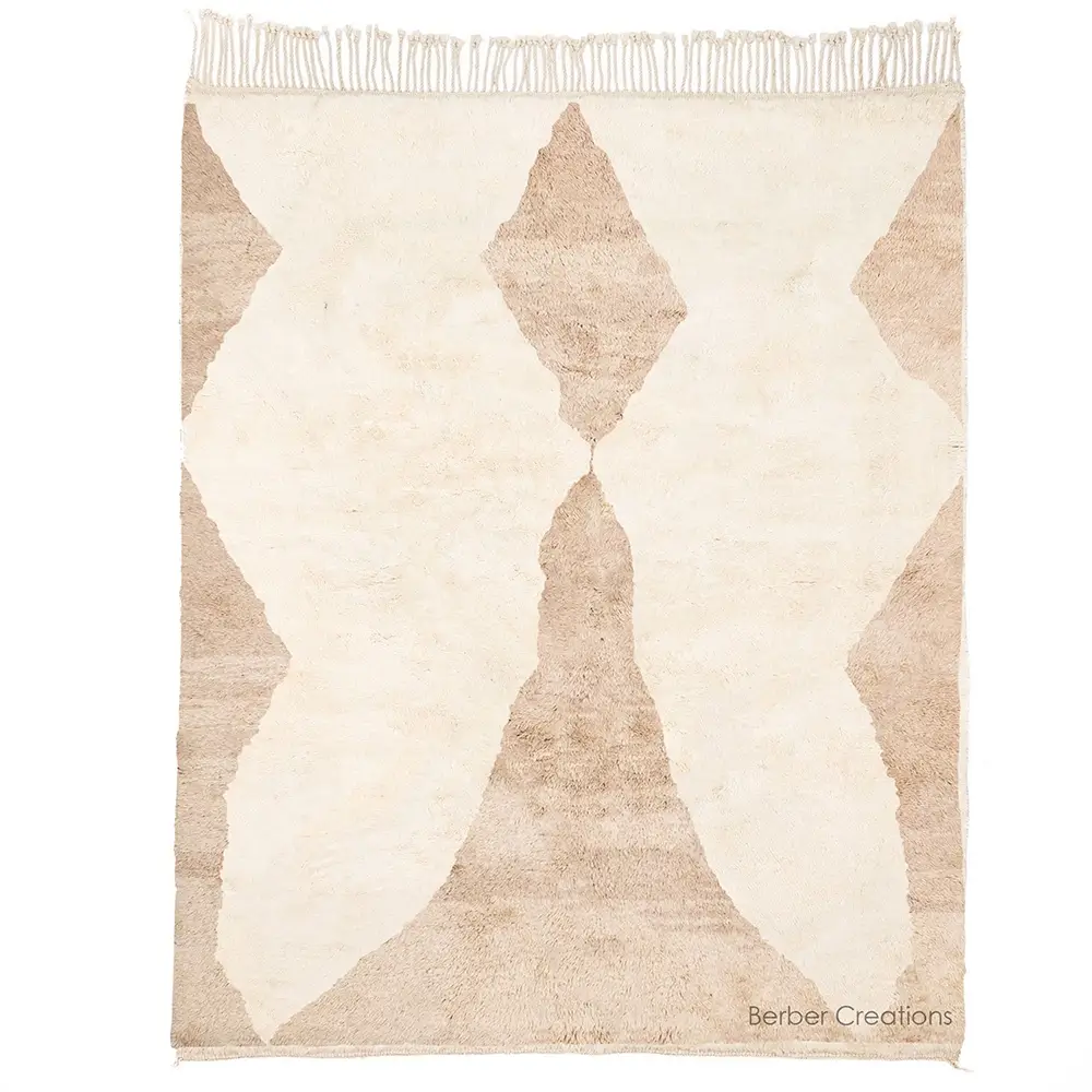 handwoven beni wool rug beige and white Tifliwin 1