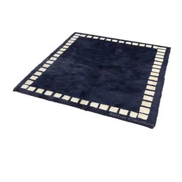 Moroccan Beni Ourain Wool Rug in Navy Blue and White Squares – TIFAWT
