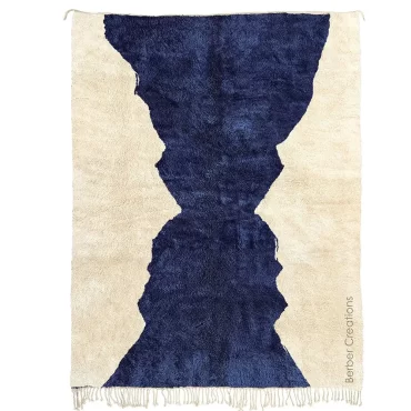 Moroccan Beni Wool Rug Blue and White – TISURAY