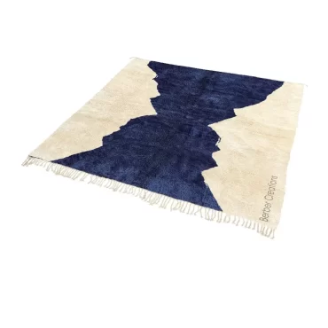 Moroccan Beni Wool Rug Blue and White – TISURAY