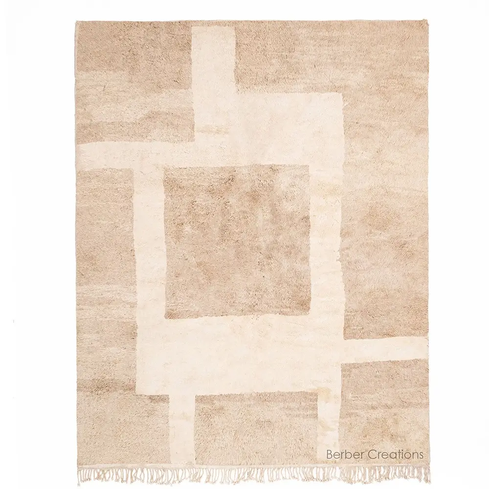 moroccan beni wool rug neutral beige geometric pattern