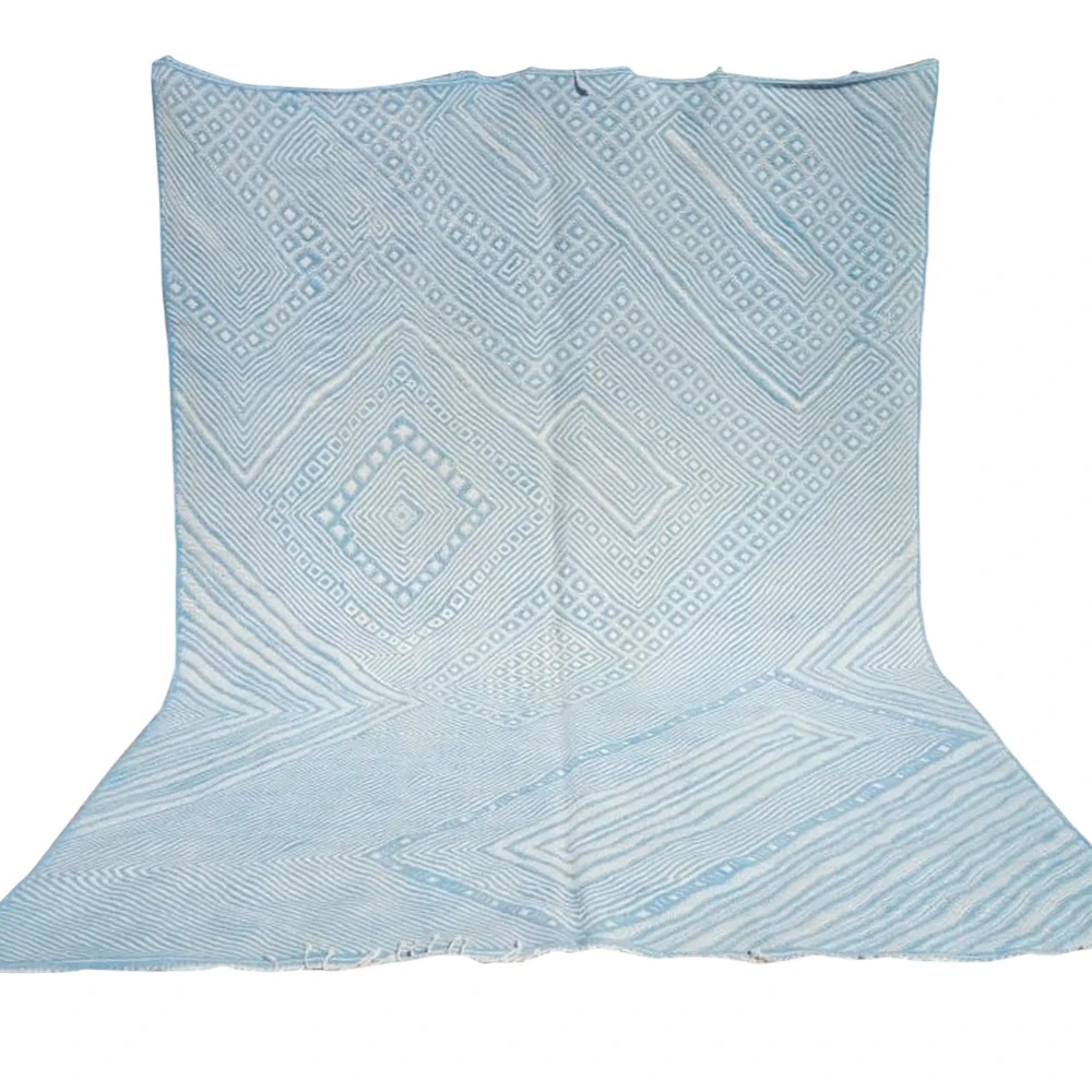 moroccan flatweave kilim rug light blue