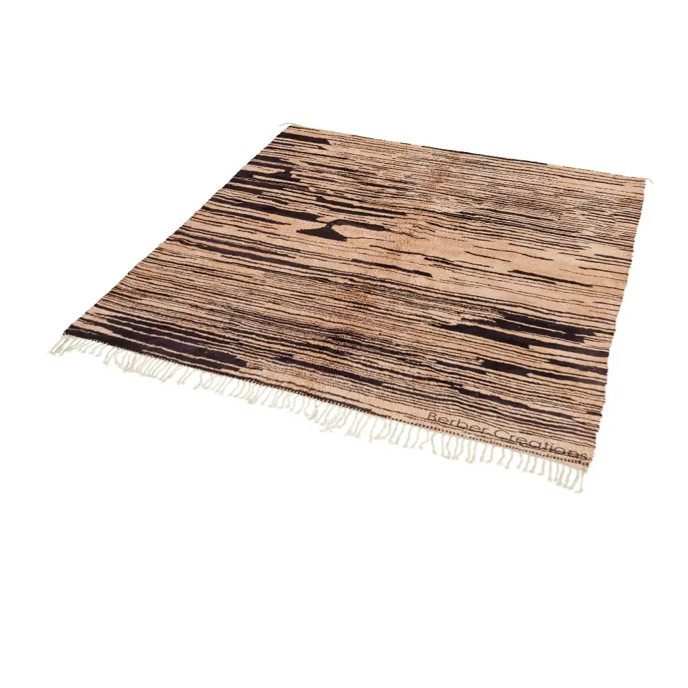 moroccan shag beni rug peach and black details 2