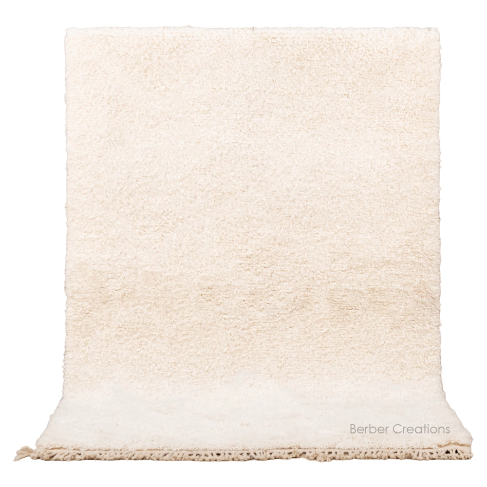 shag solid moroccan rug white