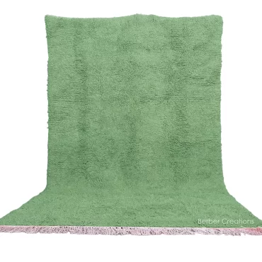 Solid Beni Ourain Shag Rug Sage Green
