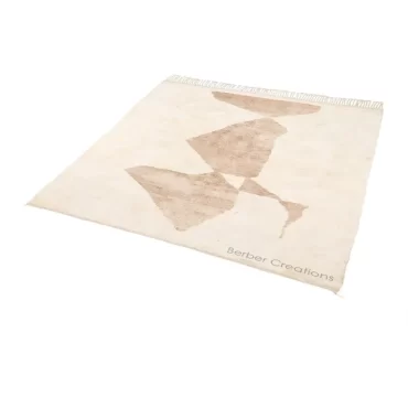 Abstract Moroccan Beni Wool Rug Beige and White – DAHIA