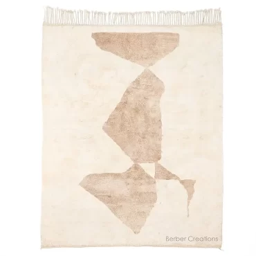 Abstract Moroccan Beni Wool Rug Beige and White – DAHIA