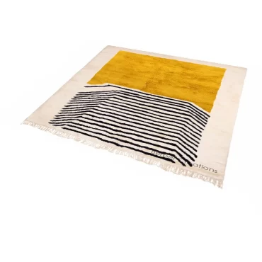 Abstract Moroccan Beni Ourain Rug Yellow and Black – SKOURA