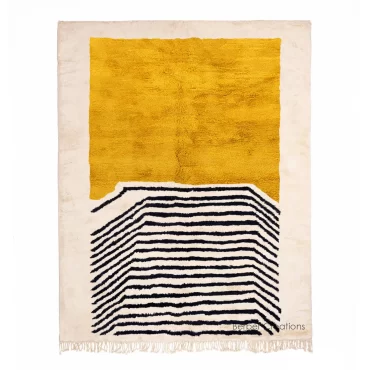 Abstract Moroccan Beni Ourain Rug Yellow and Black – SKOURA
