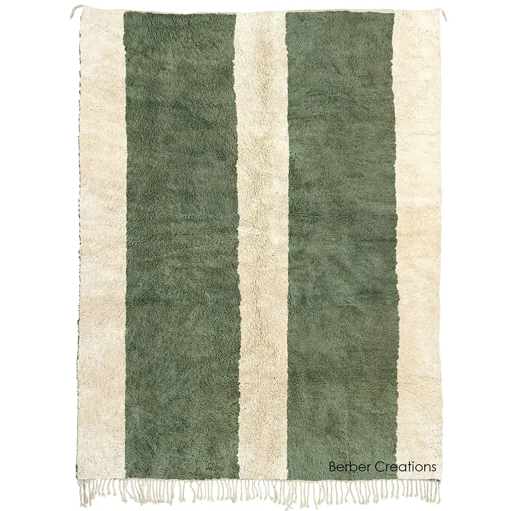 Beni mrirt wool rug green and white - TAYRI 1