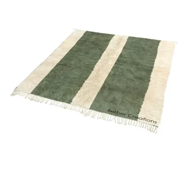 Beni Mrirt Wool Rug Green and White – TAYRI