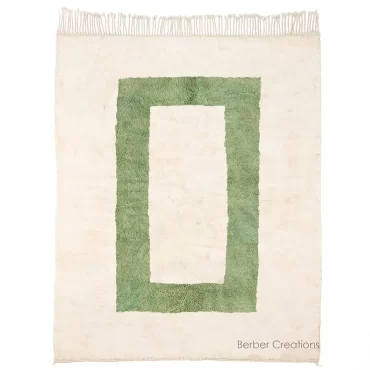 Modern Moroccan Beni Rug White and Green – SIRWA
