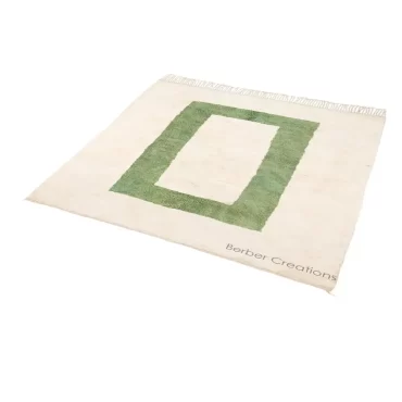 Modern Moroccan Beni Rug White and Green – SIRWA