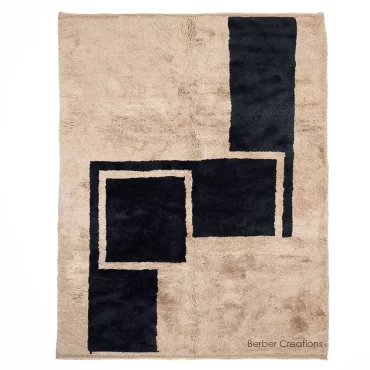 Moroccan Beni Wool Rug Beige and Black – TOUDGA