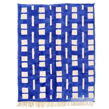 Moroccan Beni Mrirt Rug Blue and White – TIZIRI