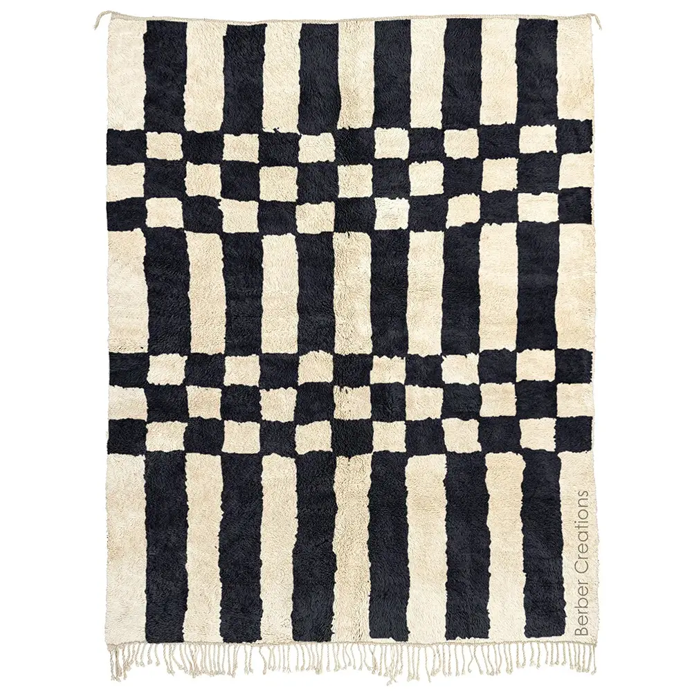 Moroccan berber rug black and white - AGHMAT 1
