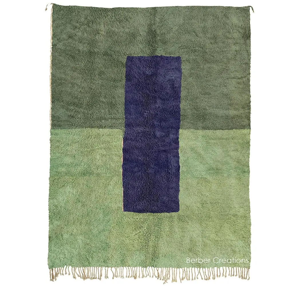 Moroccan berber wool rug green abstract pattern - Mirleft 1