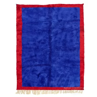 Moroccan Blue Rug with Red Border