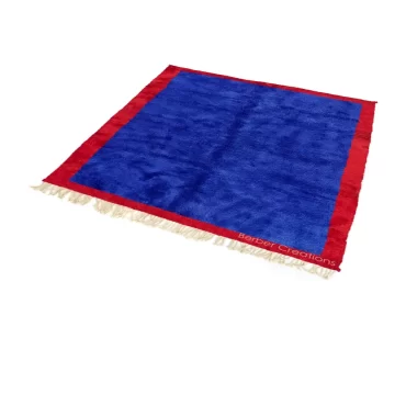 Moroccan Blue Rug with Red Border