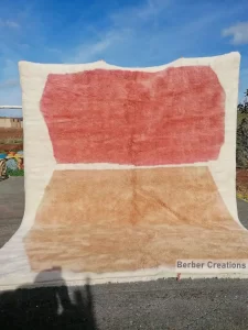 moroccan handwoven rug pink and peach
