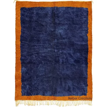 Navy Blue Moroccan Berber Rug Orange Border – DELIA