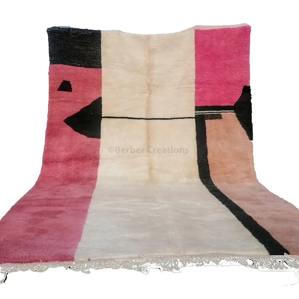 pink moroccan abstract berber wool rug