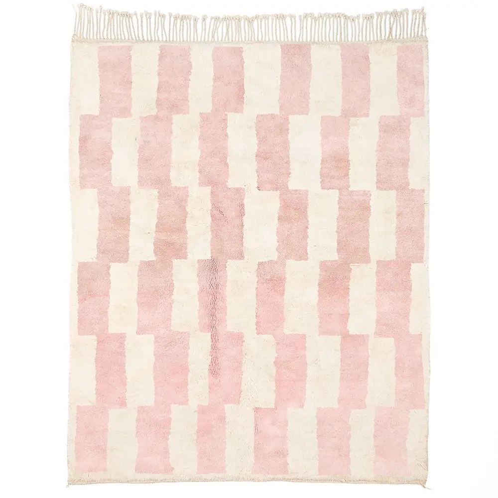 geometric moroccan berber rug light pink and white - MGOUN (1)
