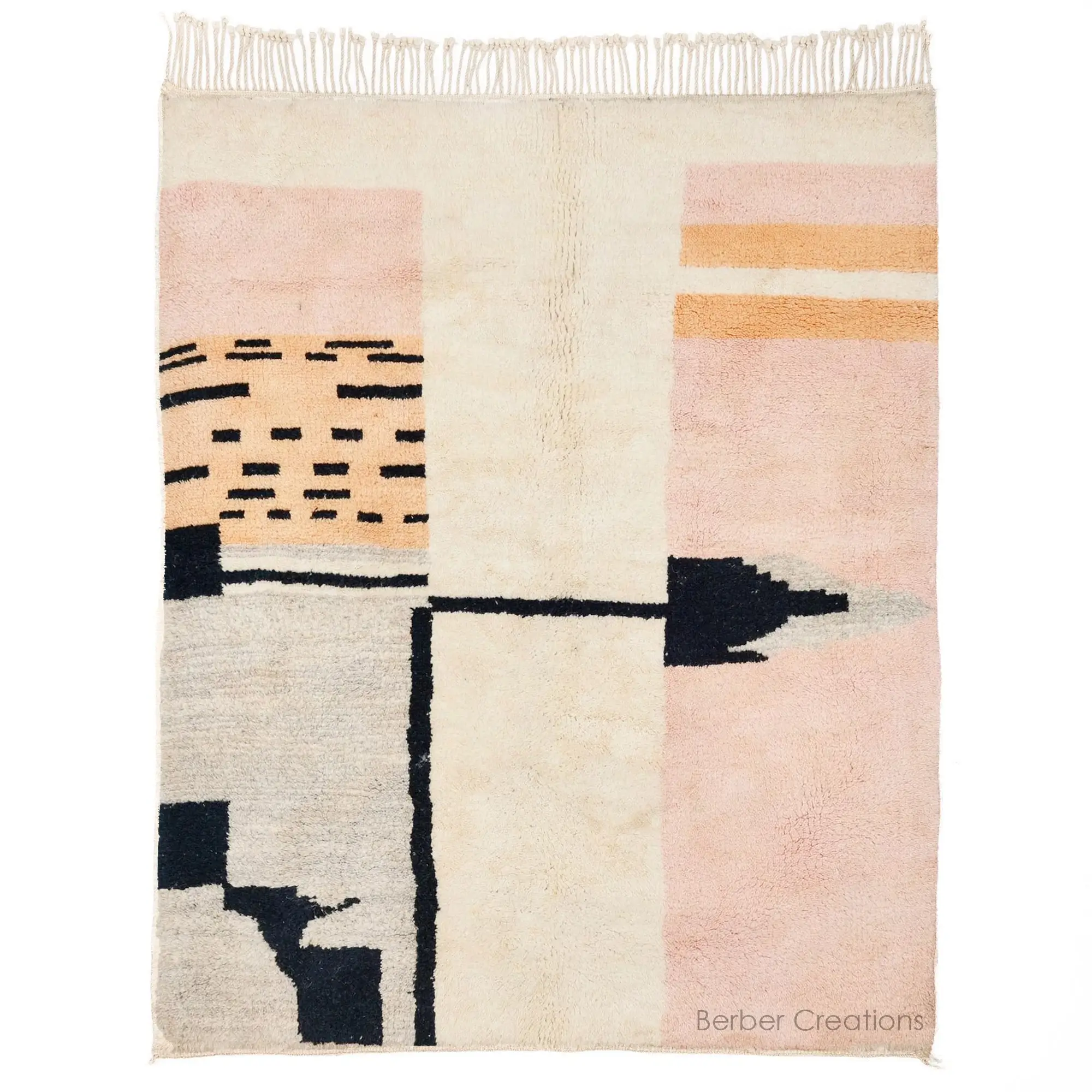 moroccan abstract wool rug soft pink