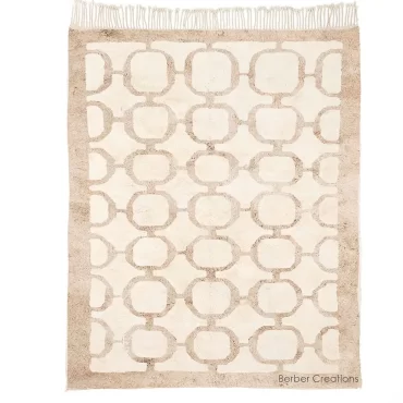 Moroccan Beni Wool Rug Beige and White – OUZOUD