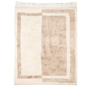 Moroccan Beni Wool Rug Beige and White – AMZIZ