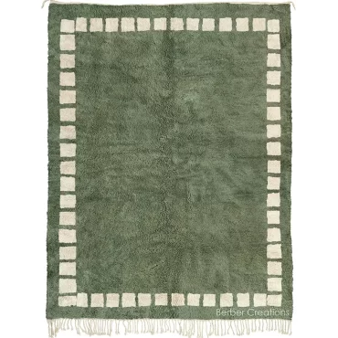 Moroccan Beni Wool Rug Green  – BHALIL